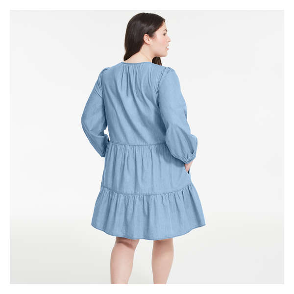 Women+ Soft Denim Dress - Light Blue